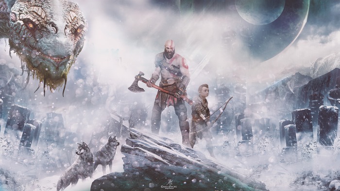 Kratos and Atreus from God of War 4K