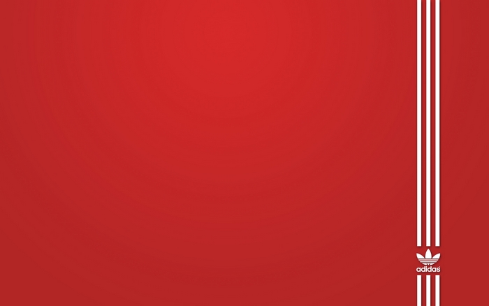 Adidas logo with three stripes on red background