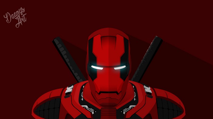 Deadpool Iron Man Hybrid Minimalist Art