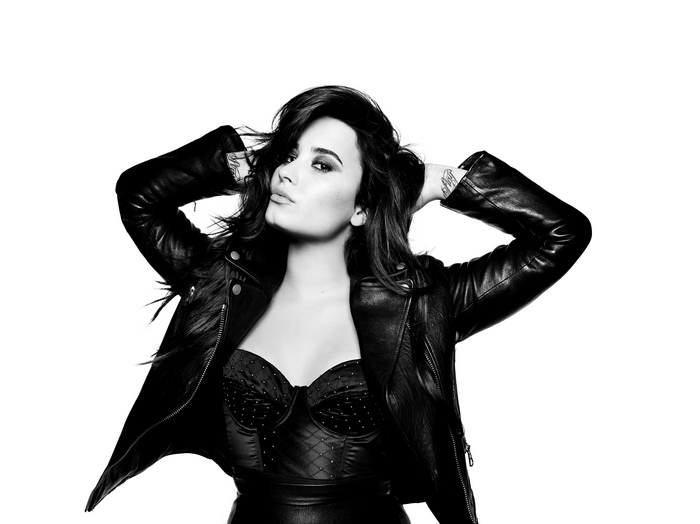 Demi Lovato in black and white