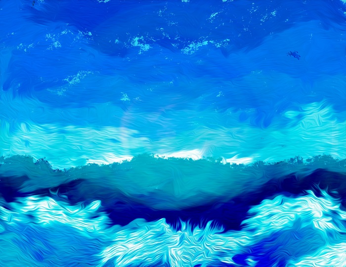 Abstract blue and turquoise waves and sky