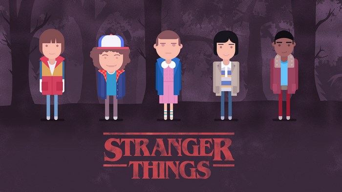 Stranger Things characters in a minimalist style