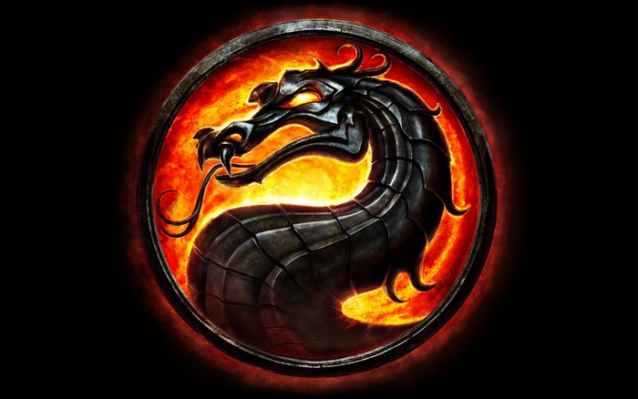 Mortal Kombat dragon logo with fire