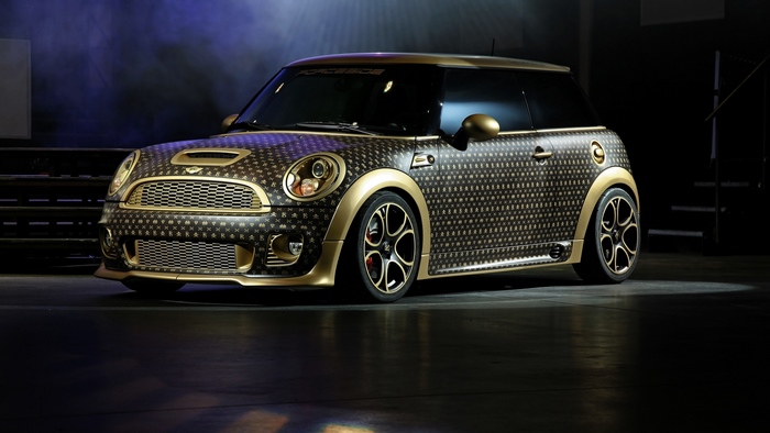 Custom Mini Cooper with Gold Accents