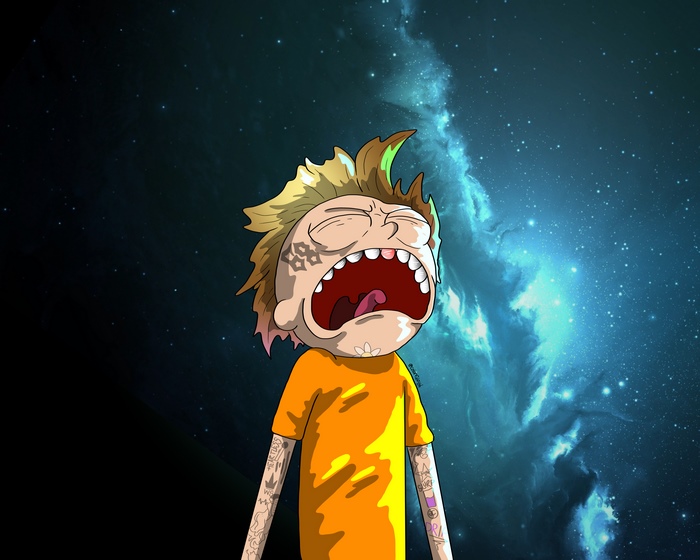 Morty from Rick and Morty in a Cosmic Scene 4K