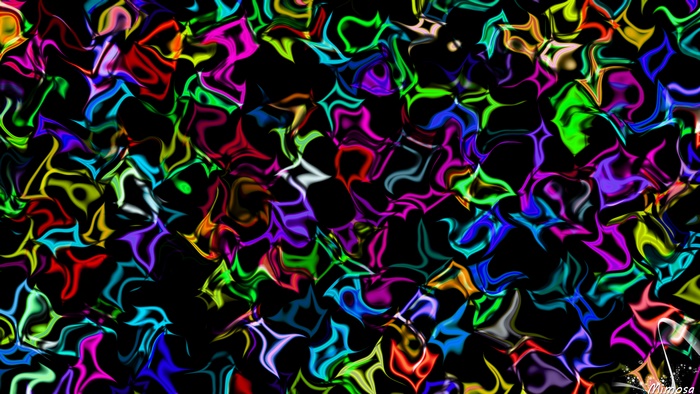 Abstract Fluorescent Shapes Digital Art