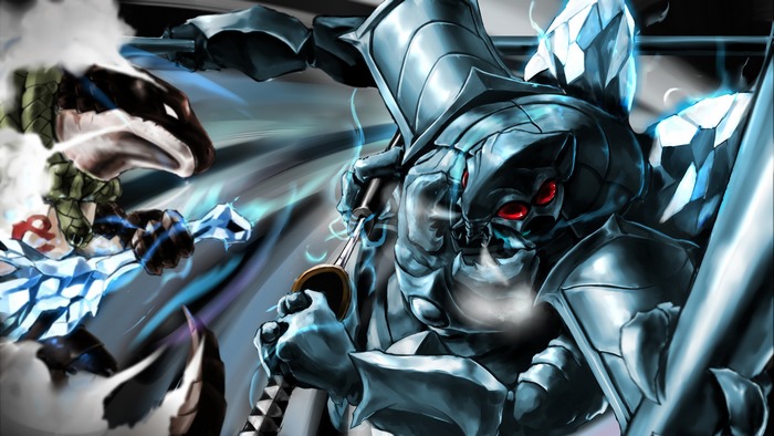 Cocytus from Overlord fighting Zaryusu Shasha