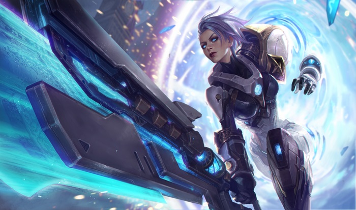 Riven from League of Legends with a large sword