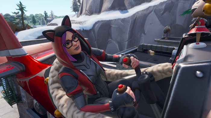 Fortnite character in a red airplane