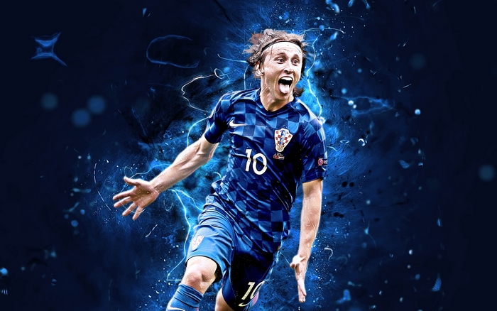 Luka Modric Celebrating in Croatian Soccer Jersey