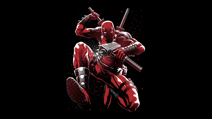 Deadpool with swords and gun