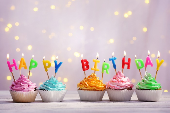 Happy Birthday cupcakes with candles