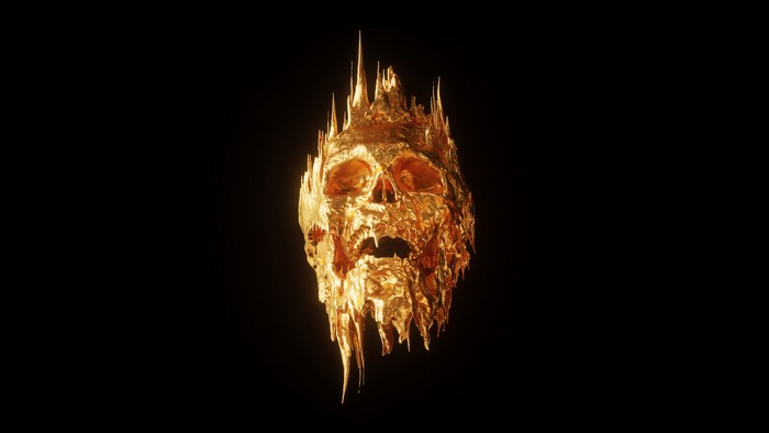 Golden Skull with Spikes