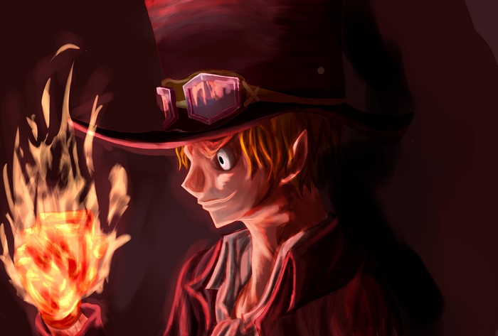 Sabo from One Piece with fire