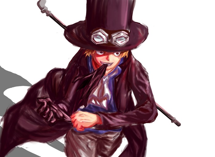 Sabo from One Piece with a Top Hat and Cane