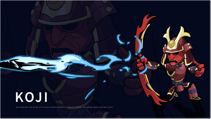 Koji from Brawlhalla with a bow