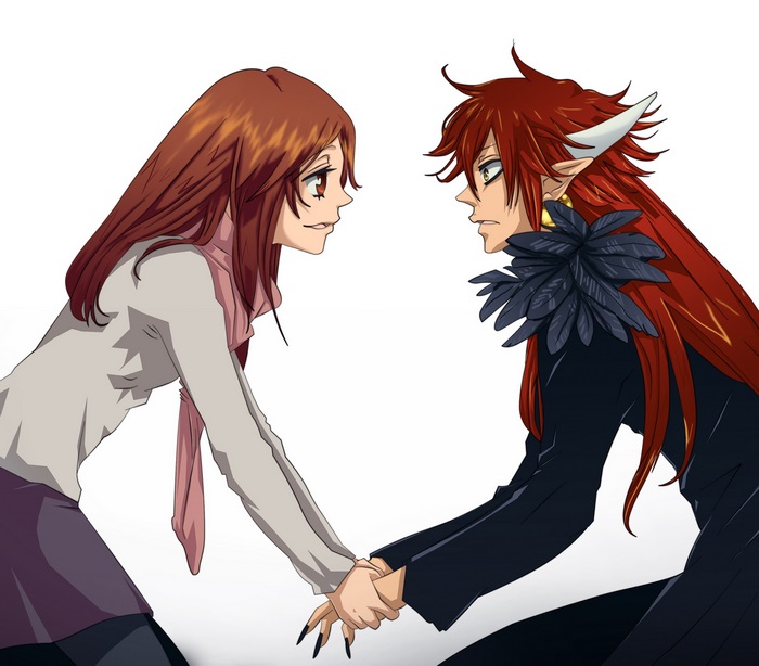 Nanami Momozono and Akura from Kamisama Kiss