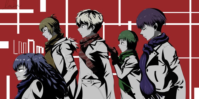 Anime characters from Tokyo Ghoul wearing scarves