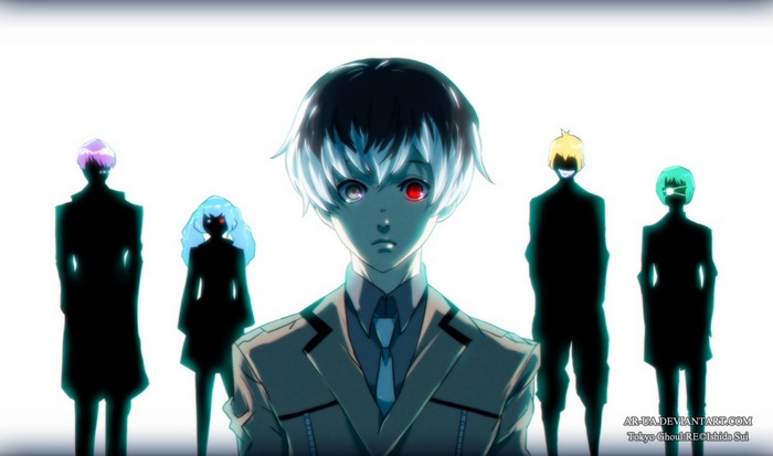 Haise Sasaki and ghouls from Tokyo Ghoul:re