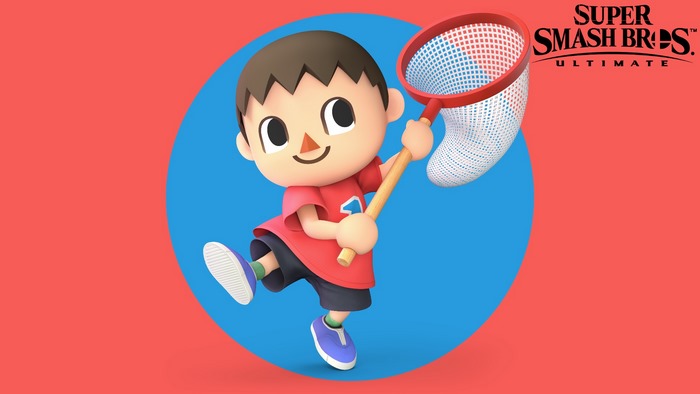 Villager from Super Smash Bros. Ultimate with a net