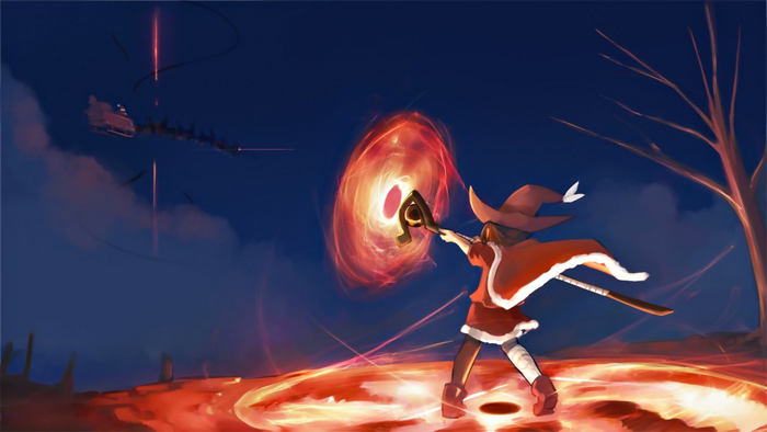 Megumin from KonoSuba casting a spell