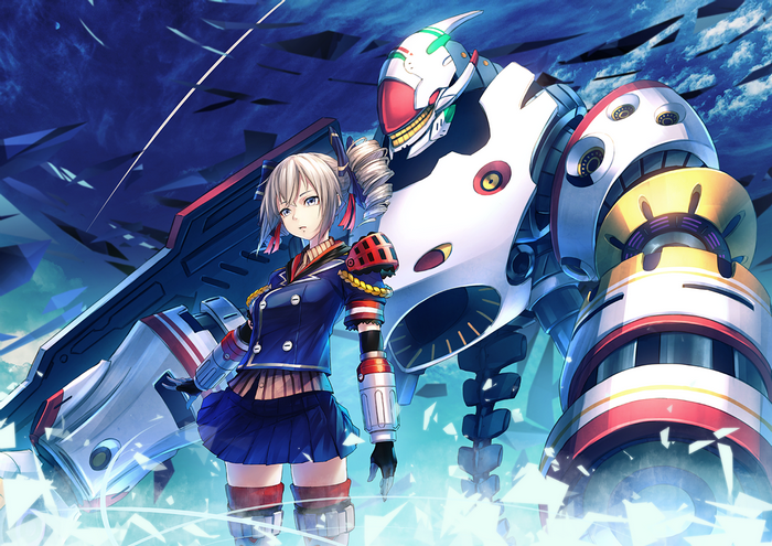 Bronya Zaychik with a large robot