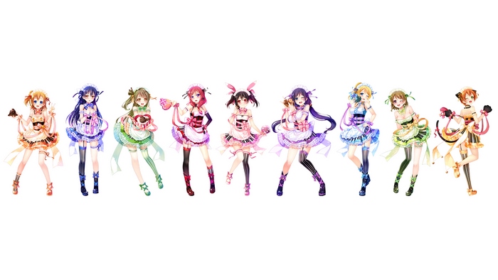 Love Live! girls in maid outfits