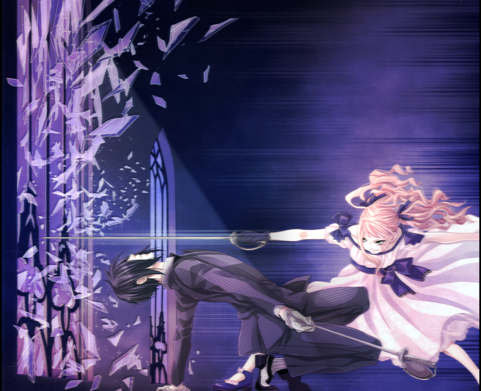 Elizabeth Midford and Sebastian Michaelis fencing