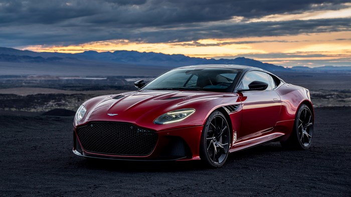Red Aston Martin DBS Superleggera parked outdoors