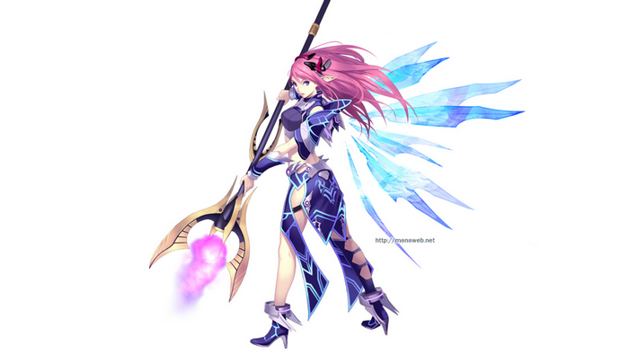 Anime girl with pink hair and spear