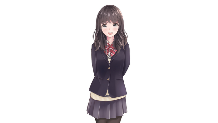 Anime girl in school uniform with black hair