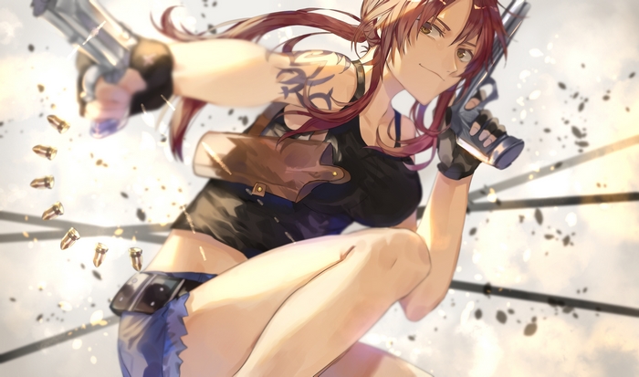 Revy from Black Lagoon firing guns