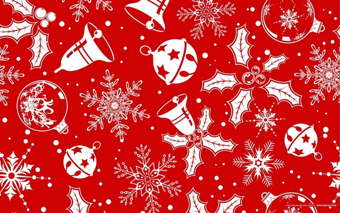 Christmas Pattern with Bells, Snowflakes, and Holly