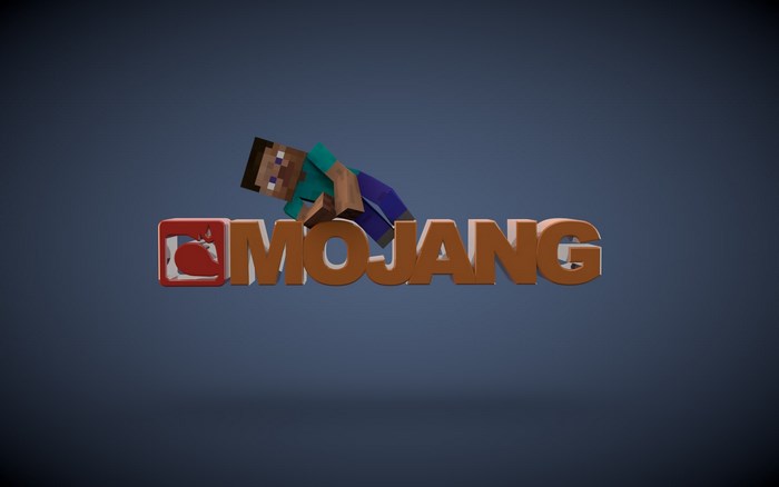 Steve from Minecraft on the Mojang logo