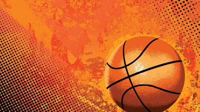 Basketball on orange textured background
