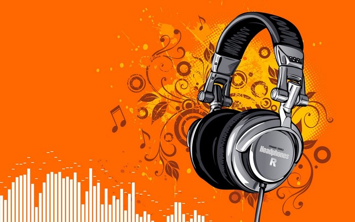 Headphones with music equalizer and floral design