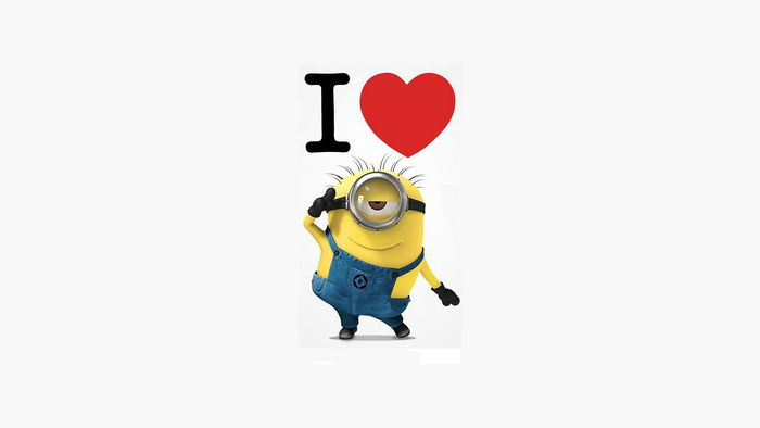Minion from Despicable Me with I Love Heart