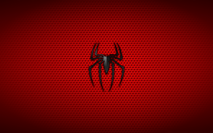 Spiderman Logo on Red Perforated Background