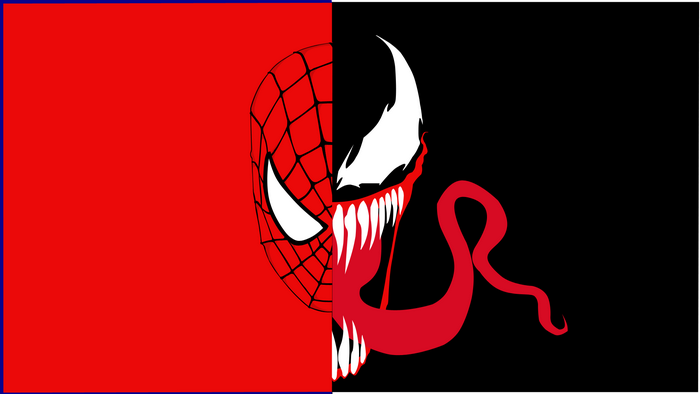 Spider-Man and Venom split face illustration