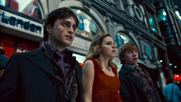 Harry Potter Trio Standing Together in Night Scene