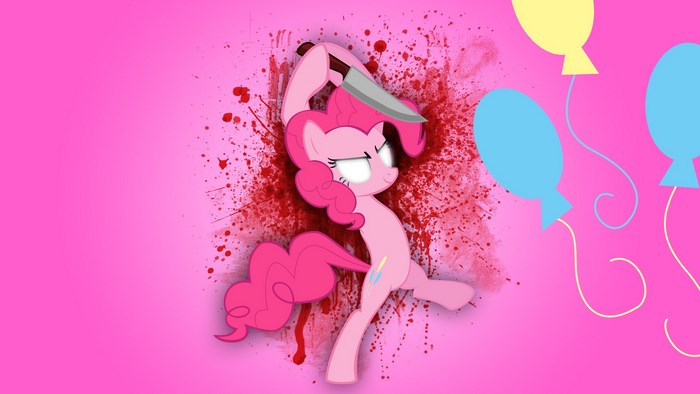 Pinkie Pie from My Little Pony with Knife and Blood Splatter