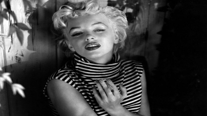 Marilyn Monroe in a striped turtleneck