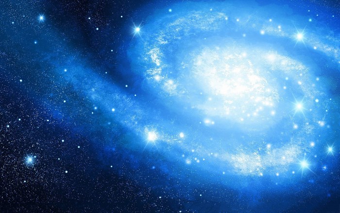 Blue galaxy with stars