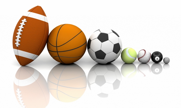 Collection of sports balls on a white background