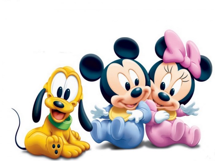 Baby Mickey Mouse, Minnie Mouse, and Pluto