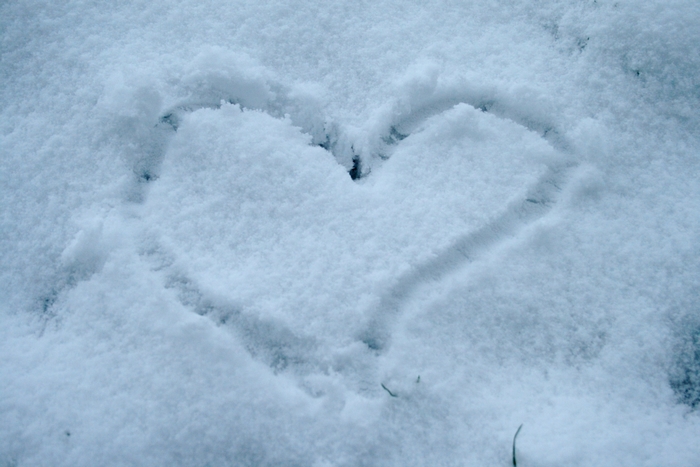 Heart drawn in snow