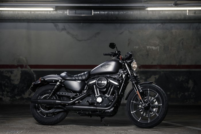 Harley-Davidson motorcycle in a garage