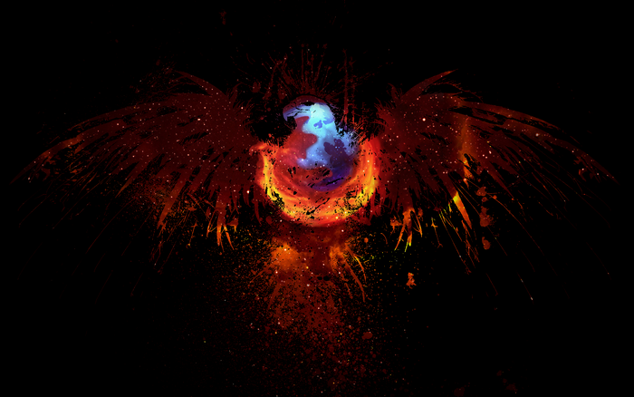 Phoenix made of fire and stars