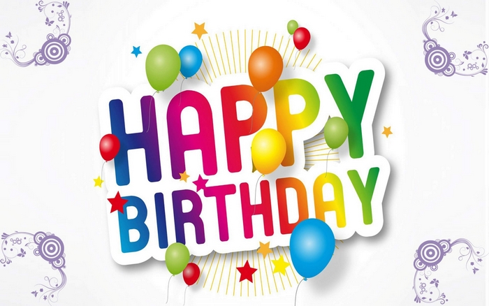 Happy Birthday colorful text with balloons