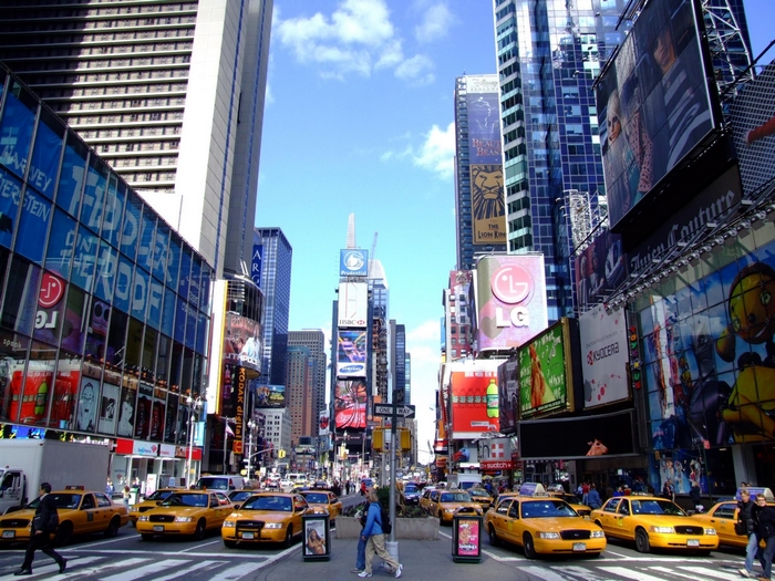 Times Square New York City with Yellow Taxis